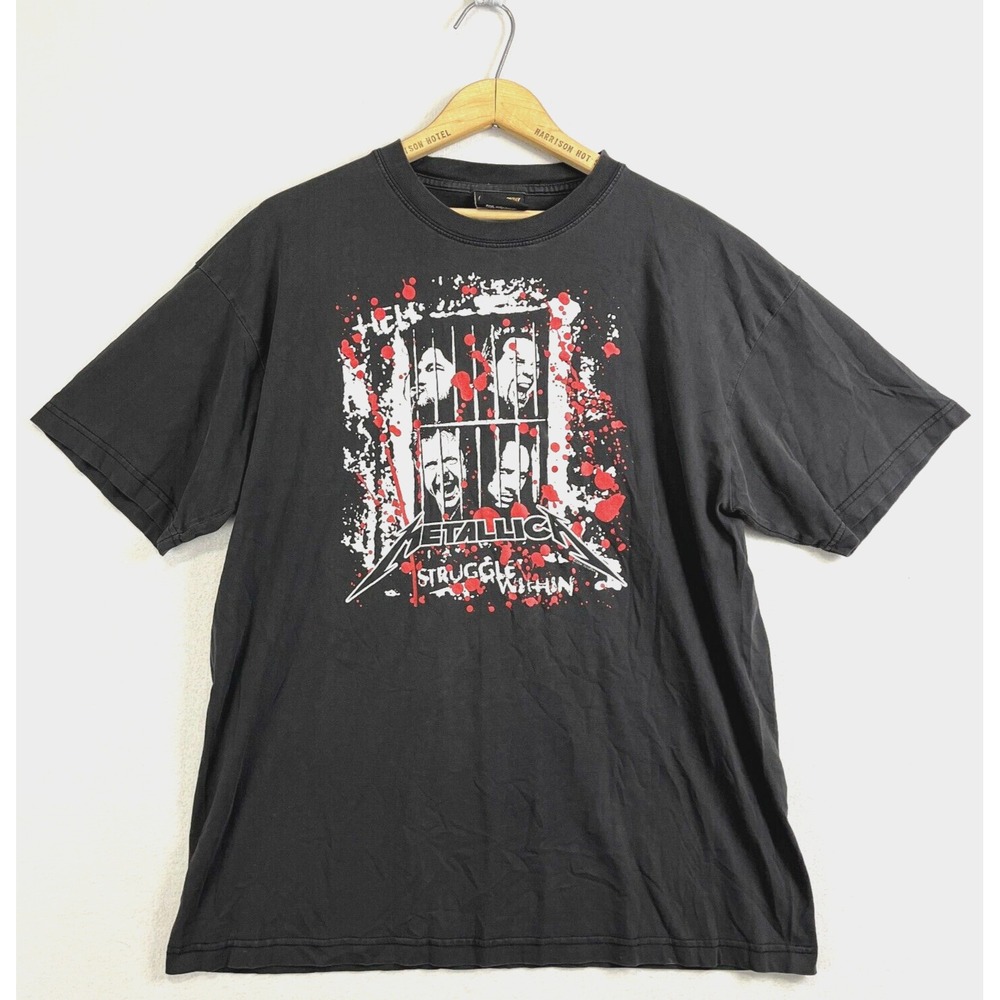 Vintage‎ Metallica 2006 Graphic Tee Struggle Within Adult XL Black Faded Metal